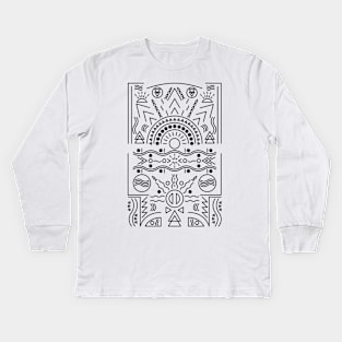 Tribal Sun and Waves Design Kids Long Sleeve T-Shirt